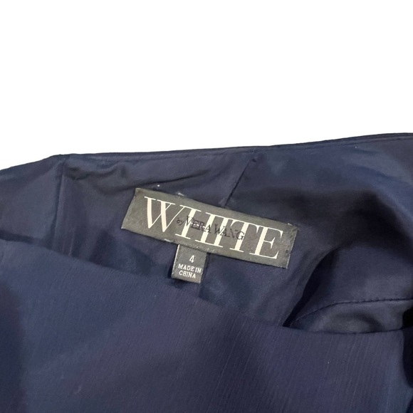 White by Vera Wang Navy Bridesmaid One Shoulder Chiffon Dress Style VW360274 - Picture 9 of 13